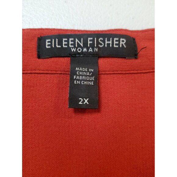 Eileen Fisher Burgundy Silk Button Up Long Sleeve Blouse 2X Office Career Formal - Picture 15 of 16